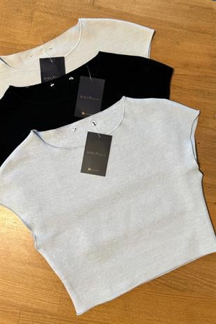 Luly Gri Çelik Crop Top