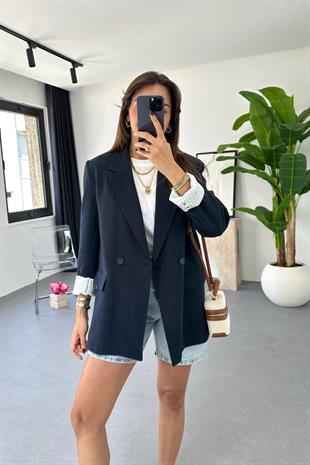 Pully Lacivert Keten Blazer