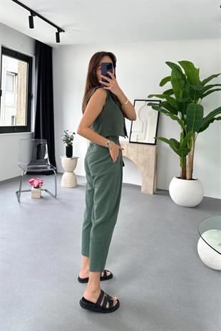 Pose Zümrüt Yeşili Yelek Pantolon Takım