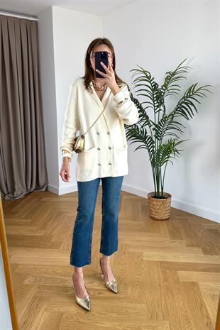 Fabrik Ekru Çelik Triko Blazer