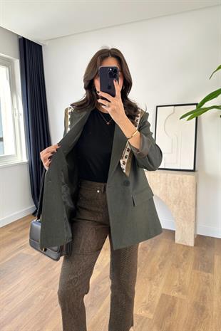 Fesla Antrasit Çift Düğme Detaylı Blazer Ceket