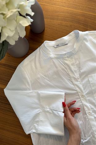 ZR Beyaz Hakim Yaka Gömlek