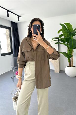 Kens Camel Cep Detaylı Gömlek