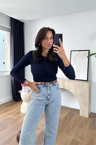 Roles Lacivert Göğüs Detaylı Bluz