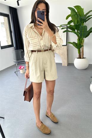 Lonse Taş Keten Şort