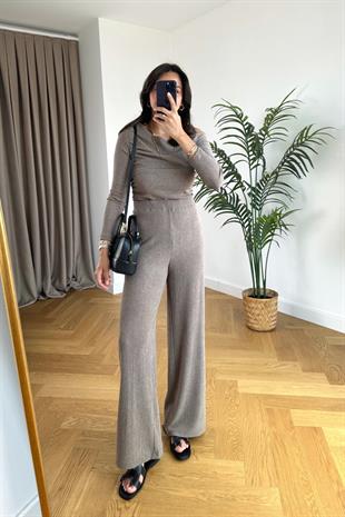 Folena Kahve Bluz Pantolon Takım