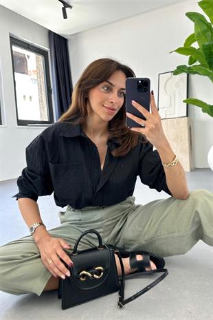 Rio Siyah Kendinden Çizgili Gömlek