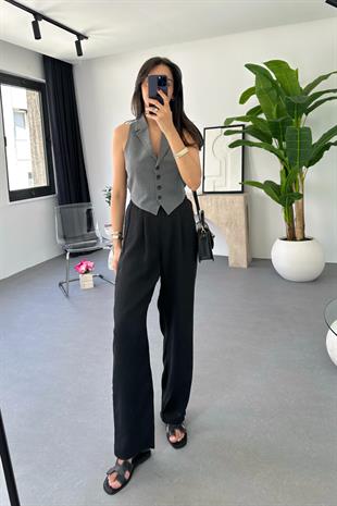 MD Luca Siyah Palazzo Pantolon