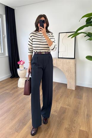 Mary Lacivert Palazzo Pantolon