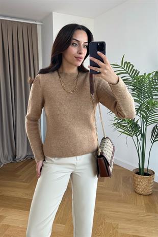 Mng Kahve Kayık Yaka Triko