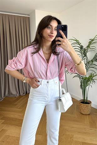 Sendy Pembe Çizgili Gömlek