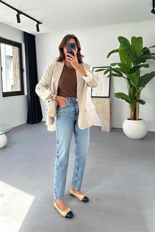 ZR Terma Açık Mavi Mom Fit Jean