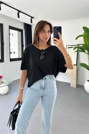 Sange Koyu Antrasit Bisiklet Yaka Tişört
