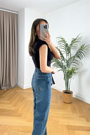 Luly Siyah Çelik Crop Top