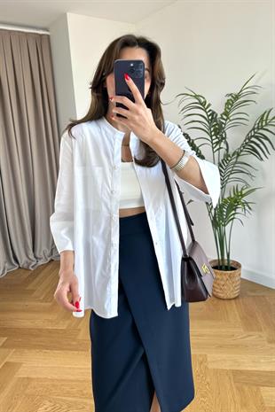 ZR Beyaz Hakim Yaka Gömlek