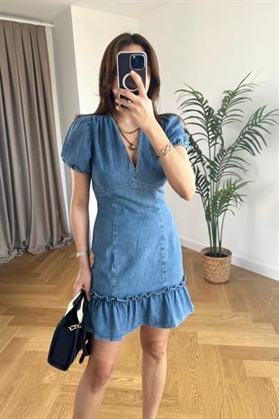 Topshop V Yaka Denim Elbise
