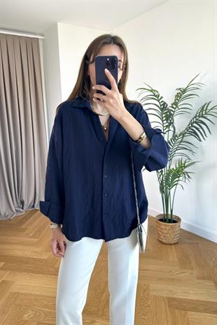 Titsa Lacivert Çizgili Gömlek