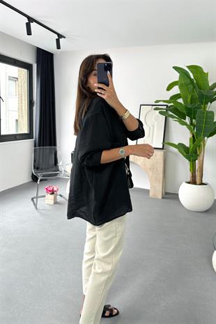 Oxi Siyah Dökümlü Gömlek