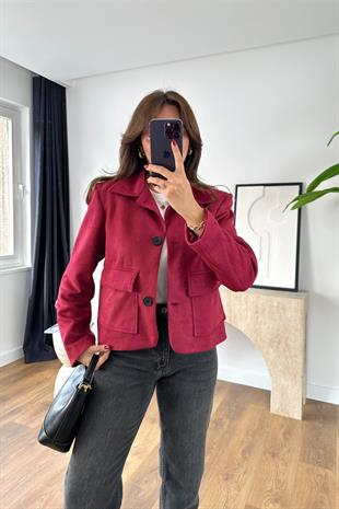 MD Nesla Bordo Kapak Cepli Ceket