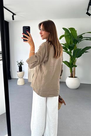 Sasha Kahve Keten Gömlek