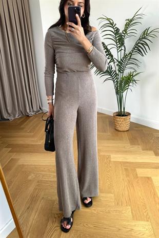 Folena Kahve Bluz Pantolon Takım