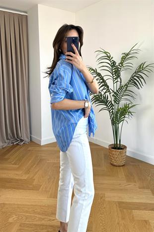 Sendy Mavi Çizgili Gömlek