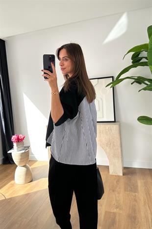Sevsan Siyah Garnili Modal Sweatshirt Pantolon Takım