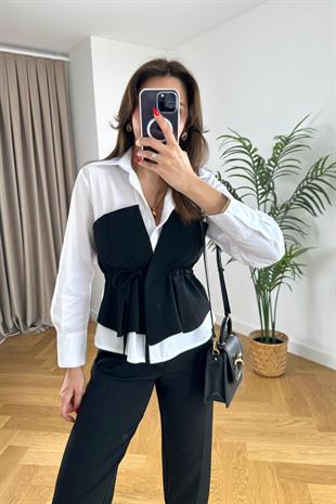 Tiessa Siyah Garnili Tasarım Gömlek