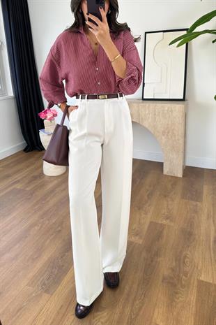 Mary Beyaz Palazzo Pantolon