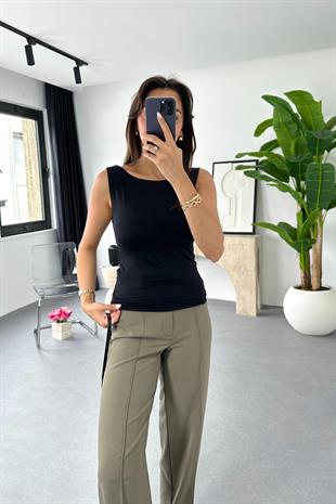 ZR Dispy Siyah Kayık Yaka Bluz