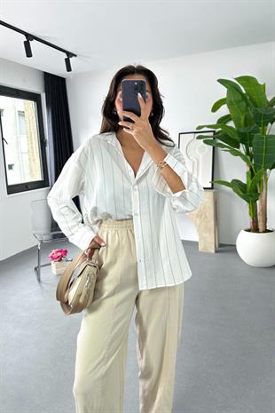 Noly Kahve Çizgili Gömlek