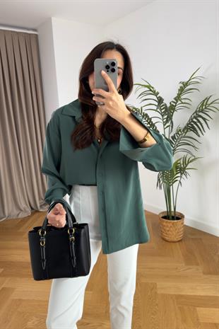 Mintox Yeşil Oversize Gömlek