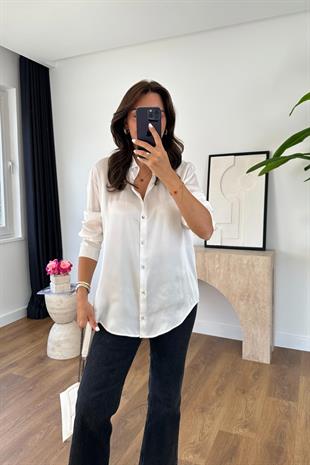 More Beyaz Saten Gömlek