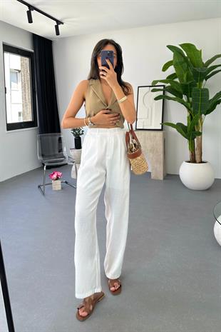 MD Luca Beyaz Palazzo Pantolon