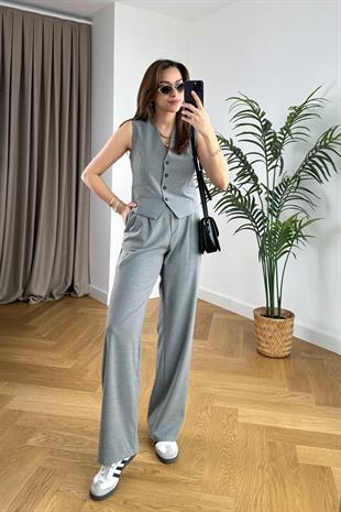 Emely Gri Yelek Pantolon Takım