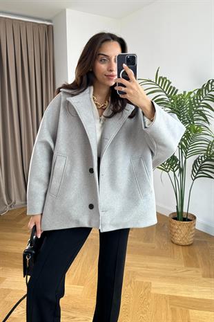 Gri Kaşe Oversize Ceket