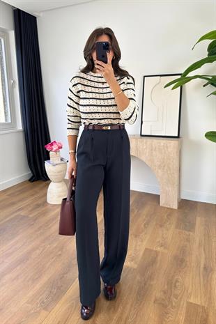 Mary Lacivert Palazzo Pantolon