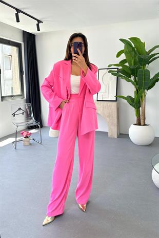 Kena Premıum Pembe Blazer Ceket Takım