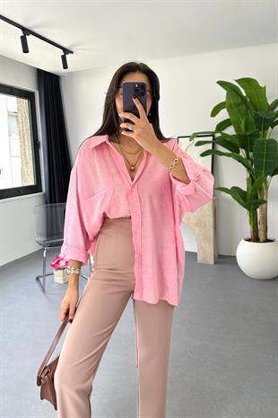Oxi Toz Pembe Dökümlü Gömlek