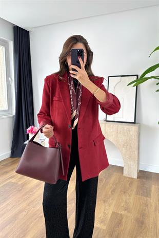 Larson Bordo Astar Detaylı Blazer Ceket