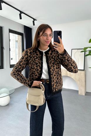 Ferguso Leopar Desenli Hırka