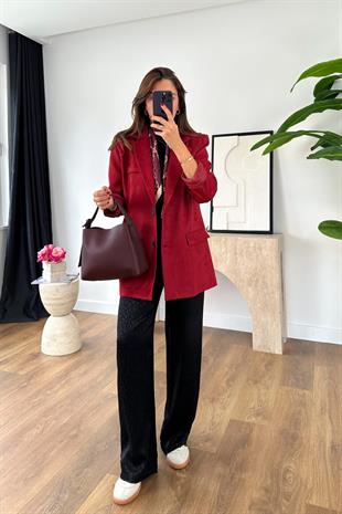 Larson Bordo Astar Detaylı Blazer Ceket