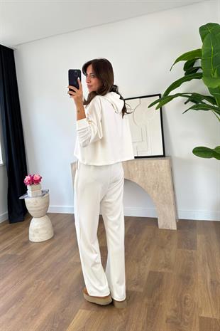 Mersale Kırık Beyaz Beli Bağlamalı Modal Sweat Pantolon Takım