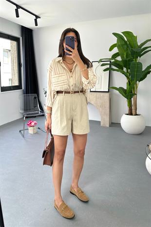 Lonse Taş Keten Şort