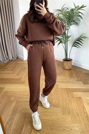ZR Fonda Kahverengi Sweatshirt Eşofman Takım