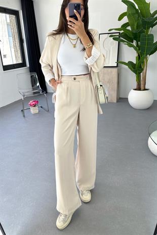Dosy Taş Blazer Ceket Palazzo Pantolon Takım