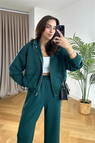 Suply Zümrüt Çıtçıt Detaylı Modal Ceket