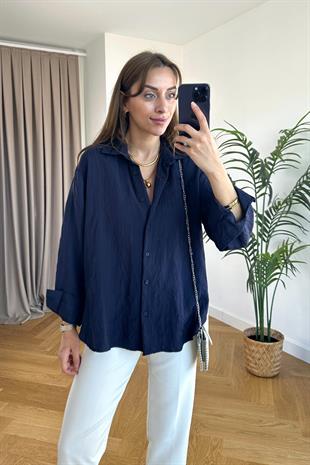 Titsa Lacivert Çizgili Gömlek