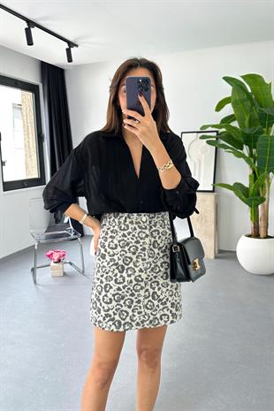 Sella Siyah Transparan Detaylı Gömlek