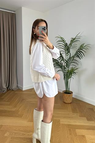 Keyy Ekru Süveterli Gömlek 